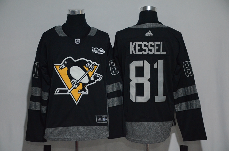 NHL Pittsburgh Penguins #81 Kessel Black 1917-2017 100th Anniversary Stitched Jersey->pittsburgh penguins->NHL Jersey